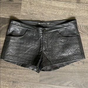 Zara Vegan Leather Quilted Shorts